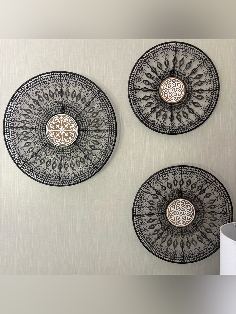 Decorative Black and Gold Wall Medallion Trio -